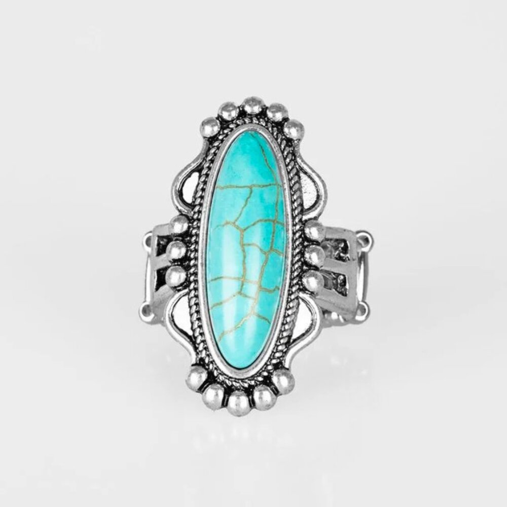 Paparazzi Jewelry Accessories - Leave No Trace - Blue Ring - Vintage - Picture 2 of 4
